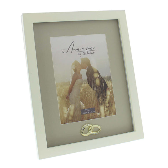 Amore photo frame 5 x 7 inch gold and crystal rings