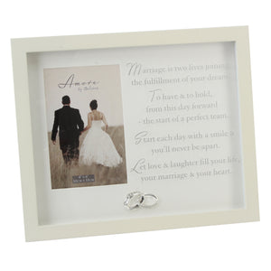 Amore MDF Frame Marriage Verse &Crystal Rings 4" x 6"