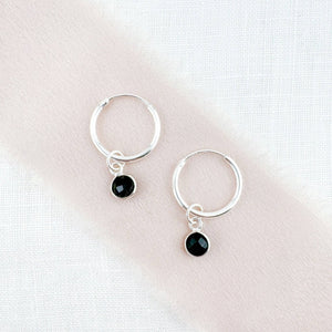 Ophelia Jewellery - Black Onyx Sterling Silver Hoop Earrings