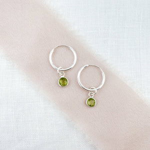 Ophelia Jewellery - Peridot Sterling Silver Hoop Earrings