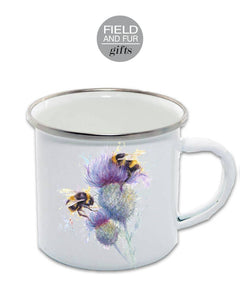 Field and Fur Gifts - Enamel Mug, Bees on Thistle