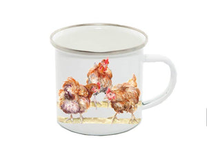 Field and Fur Gifts - Enamel Mug, Hens/Chickens, Girl Talk