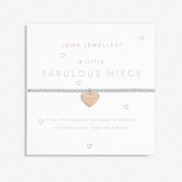 Children's A Little 'Fabulous Niece' Bracelet in Silver Plating And Rose Gold Plating By Joma Jewellery