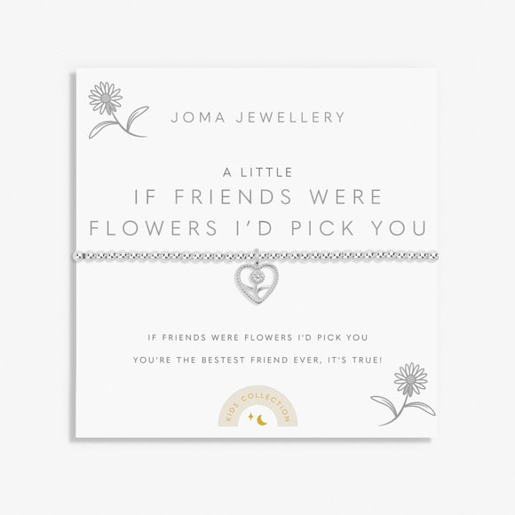 Joma Jewellery Kids' A Little 'If Friends Were Flowers I'd Pick You' Bracelet In Silver Plating