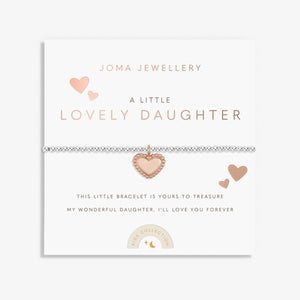 Joma Jewellery Kids' A Little 'Lovely Daughter' Bracelet In Silver And Rose Gold Plating