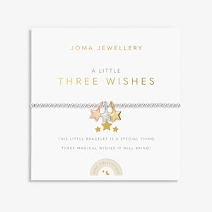 Joma Jewellery Kids' A Little 'Three Wishes' Bracelet In Silver, Gold & Rose Gold Plating