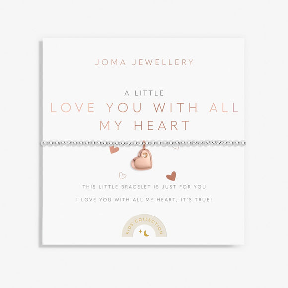 Kids' A Little 'Love You With All My Heart' Bracelet In Silver Plating Joma Jewellery