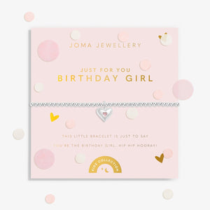 Kids' Confetti A Little 'Just For You Birthday Girl' Bracelet In Silver Plating Joma Jewellery