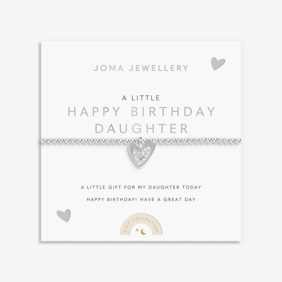 Joma Jewellery  Kids' A Little 'Happy Birthday Daughter' Bracelet In Silver Plating