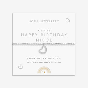 Joma Jewellery Kids' A Little 'Happy Birthday Niece' Bracelet In Silver Plating