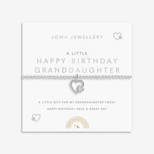 Joma Jewellery Kids' A Little 'Happy Birthday Granddaughter' Bracelet In Silver Plating