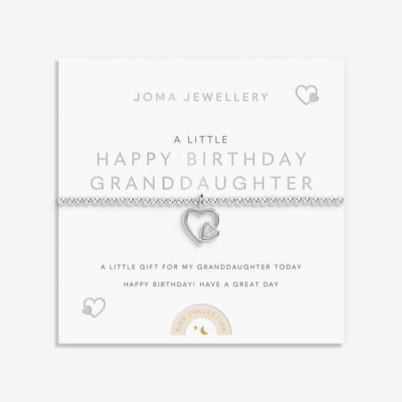 Joma Jewellery Kids' A Little 'Happy Birthday Granddaughter' Bracelet In Silver Plating