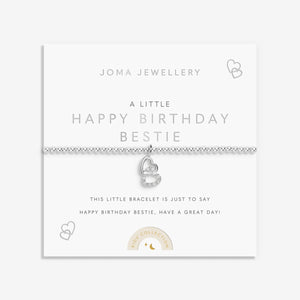 Joma Jewellery Kids' A Little 'Happy Birthday Bestie' Bracelet In Silver Plating