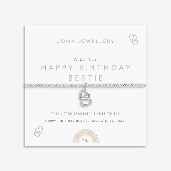 Joma Jewellery Kids' A Little 'Happy Birthday Bestie' Bracelet In Silver Plating