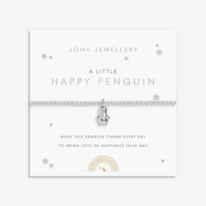 Joma Jewellery Kids' A Little 'Happy Penguin' Bracelet In Silver Plating