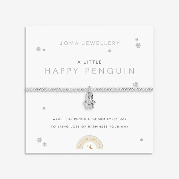 Joma Jewellery Kids' A Little 'Happy Penguin' Bracelet In Silver Plating