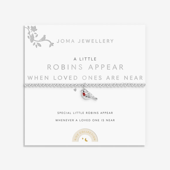 Joma Jewellery Kids' A Little 'Robins Appear When Loved Ones Are Near' Bracelet In Silver Plating