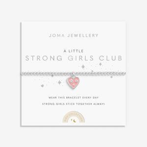 Joma Jewellery Kids' A Little 'Strong Girls Club' Bracelet In Silver Plating