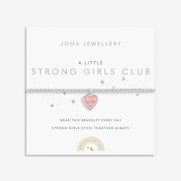 Joma Jewellery Kids' A Little 'Strong Girls Club' Bracelet In Silver Plating