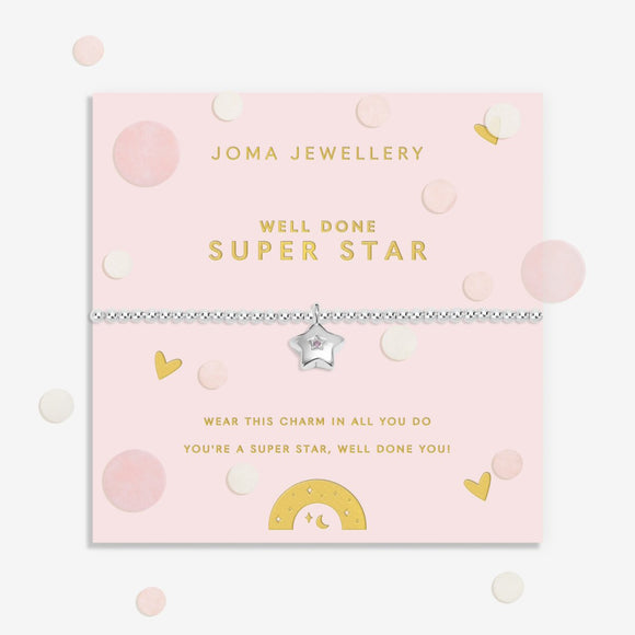 Joma Jewellery Kids' Confetti A Little 'Super Star' Bracelet In Silver Plating