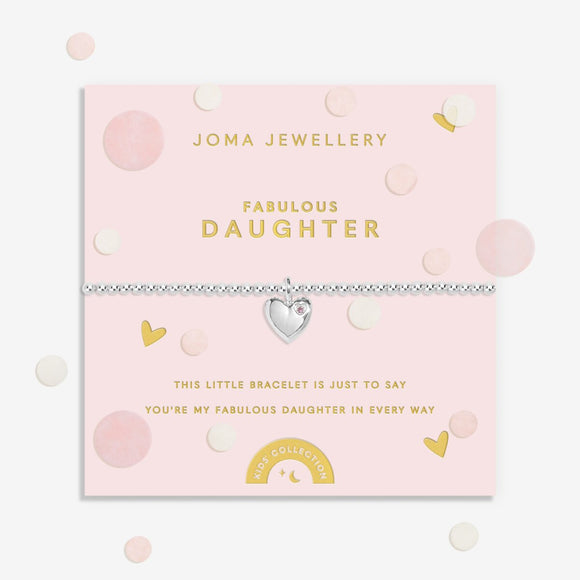 Joma Jewellery Kids' Confetti A Little 'Fabulous Daughter' Bracelet In Silver Plating