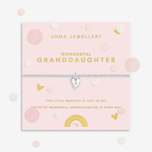 Joma Jewellery Kids' Confetti A Little 'Wonderful Granddaughter' Bracelet In Silver Plating