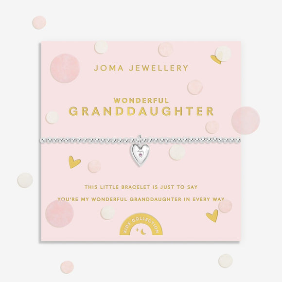 Joma Jewellery Kids' Confetti A Little 'Wonderful Granddaughter' Bracelet In Silver Plating