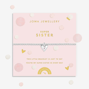 Joma Jewellery  Kids' Confetti A Little 'Super Sister' Bracelet In Silver Plating