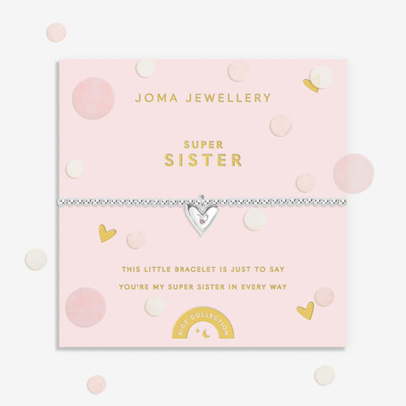 Joma Jewellery  Kids' Confetti A Little 'Super Sister' Bracelet In Silver Plating