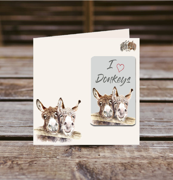 Field and Fur Gifts - DONKEY, Fridge Magnet greetings card