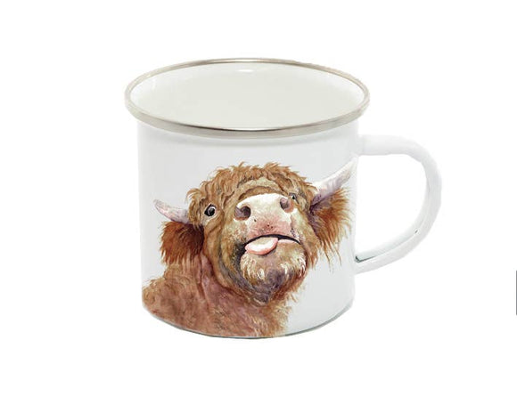 Field and Fur Gifts - Enamel Mug, Highland Cow, Baxter