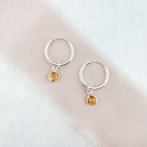 Ophelia Jewellery - Citrine Hoop Sterling Silver Earrings