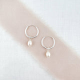 Ophelia Jewellery - Pearl Sterling Silver Hoop Earrings