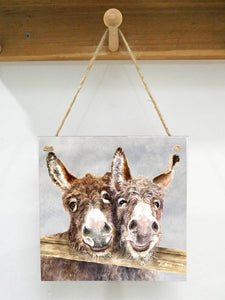 Field and Fur Gifts - Hanging Art plaque, Stan & Ollie, Donkey Pair