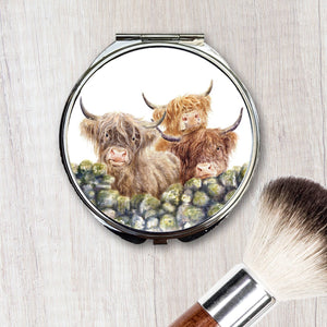 Field and Fur Gifts - Compact Mirror, Village Gossip, Highland Cows