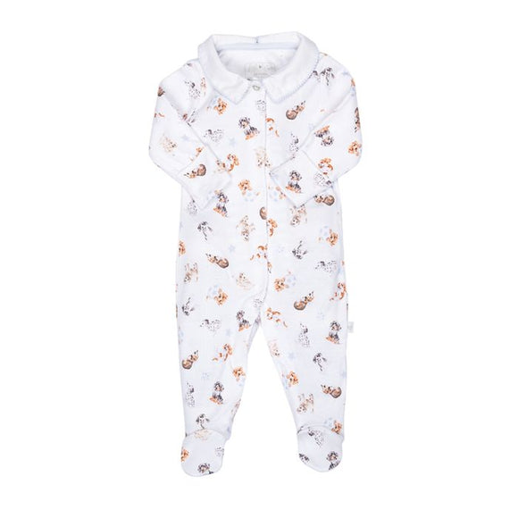 Wrendale  'Little Paws' Dog Patterned Babygrow - 0-3 Months