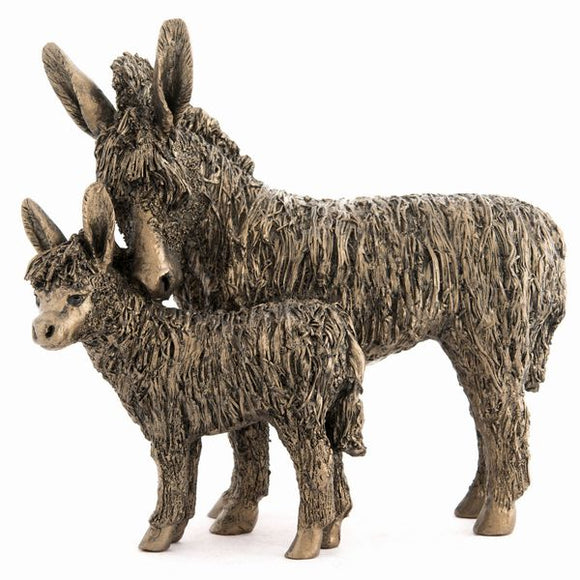 Cold Cast Bronze Donkey and Foal by Veronica Ballan from Frith Sculptures