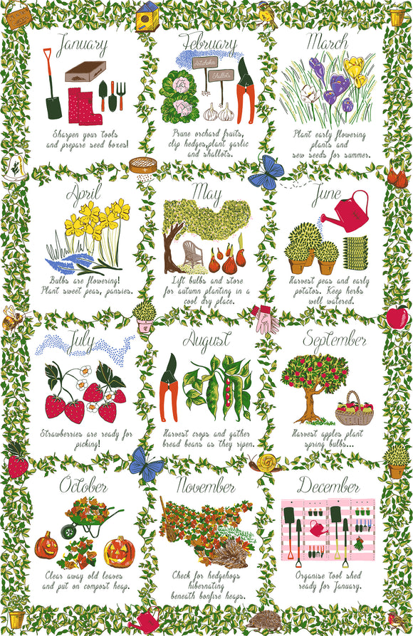 Ulster Weavers Cotton Tea Towel Gardeners Calendar - Gifteasy Online