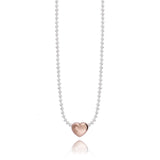 Joma jewellery SWEETHEART  necklace - silver facetted chain with rose gold heart - Gifteasy Online