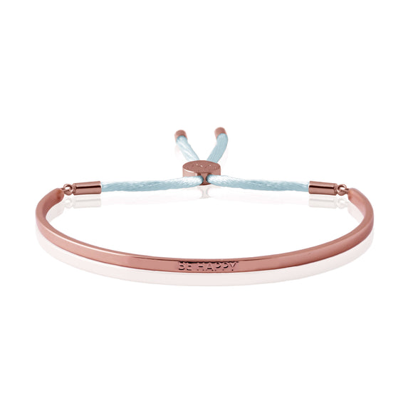 Joma Jewellery Message  'Bee Happy' Bracelet Rosegold plated with blue thread - Gifteasy Online
