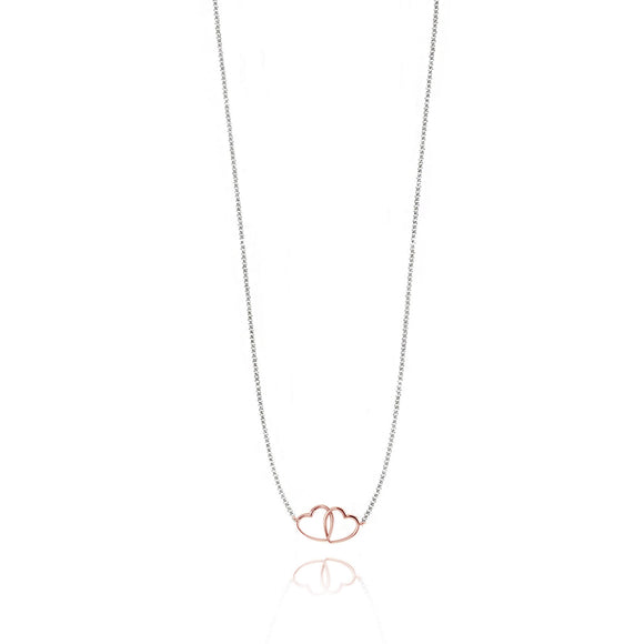 Joma Me & You Necklace Rose Gold Open Linked Hearts  on Silver Chain.Sale Price - Gifteasy Online
