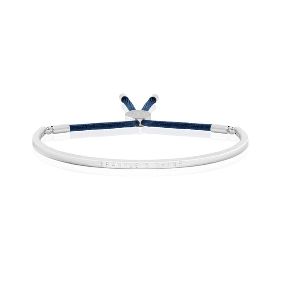 Joma Jewellery - Message Bangle - Sparkle & Shine - Silver with Navy Thread - Gifteasy Online