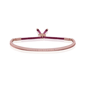 Joma Jewellery - Message Bangle - Live Joyfully - Rose Gold with Berry Thread - Gifteasy Online