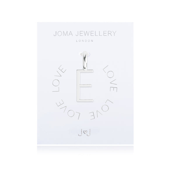 Joma Jewellery Silver Letter Charm 'E' - Gifteasy Online