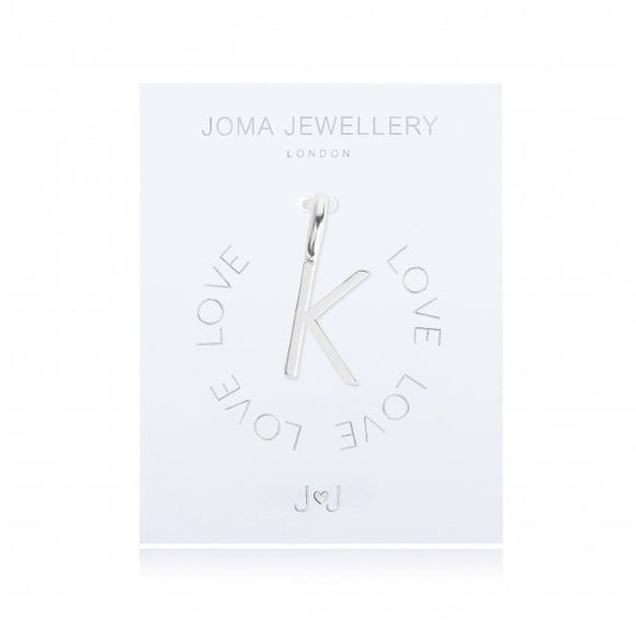 Joma Jewellery Silver Letter Charm 'K' - Gifteasy Online
