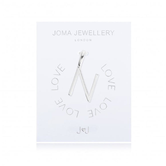 Joma Jewellery Silver Letter Charm 'N' - Gifteasy Online