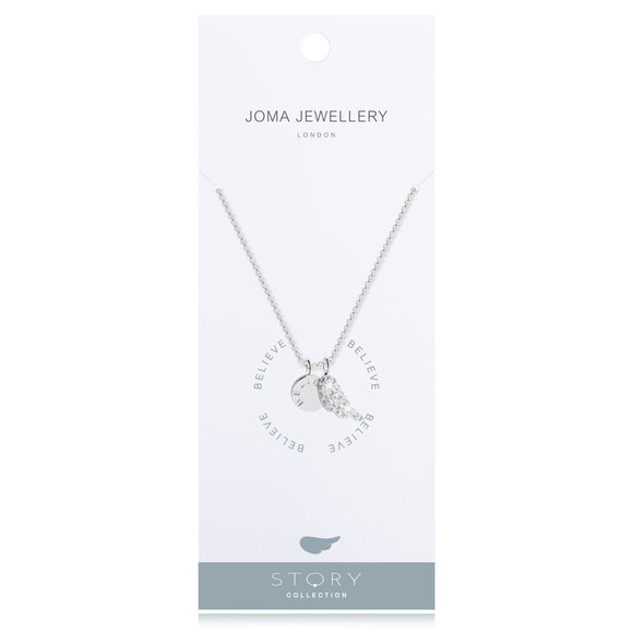 Silver Plated Story Collection Believe Angel Wing  Pendant Necklace  Joma Jewellery - Gifteasy Online