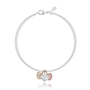 Joma Jewellery Florence Pave Heart Trio Bracelet - Gifteasy Online