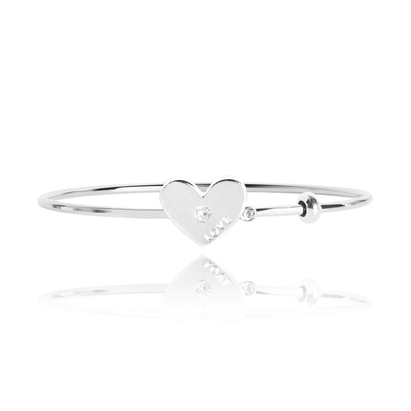 Joma Jewellery Silver Love Heart Bangle - Gifteasy Online