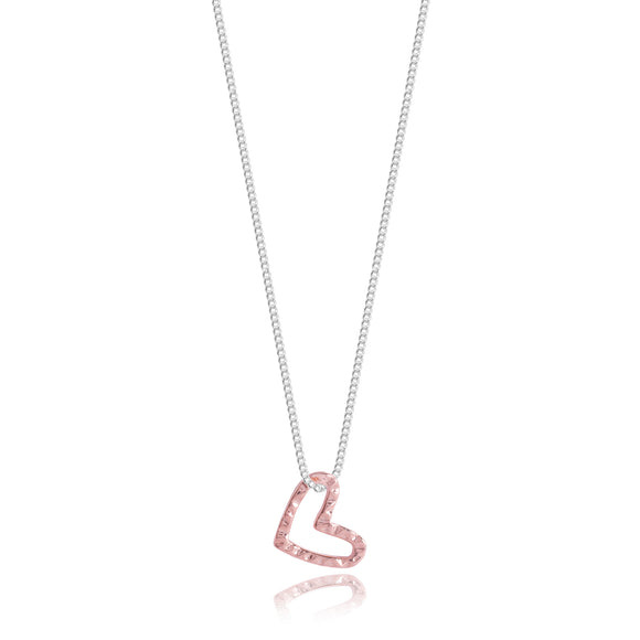 Joma Jewellery Thea silver with rose gold heart Necklace adjustable - Gifteasy Online